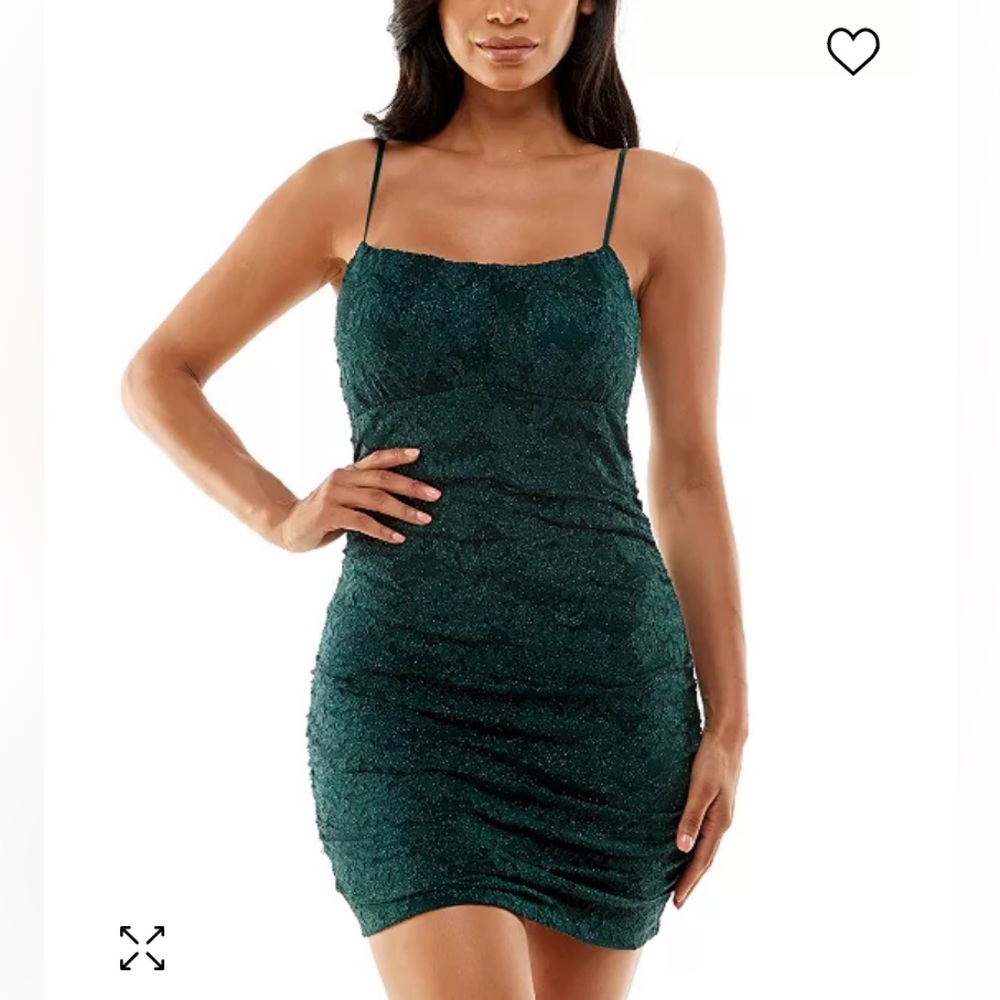 emerald green, short, sparkly, dress